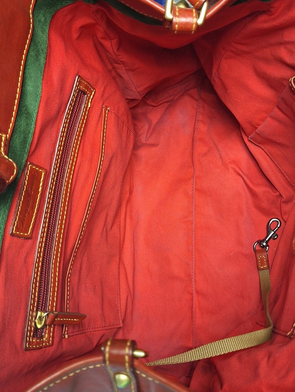 Dooney and Bourke Florentine Leather Pocket Shopper, RED, GUC - Picture 11 of 16